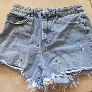 Embroidered Jean Shorts